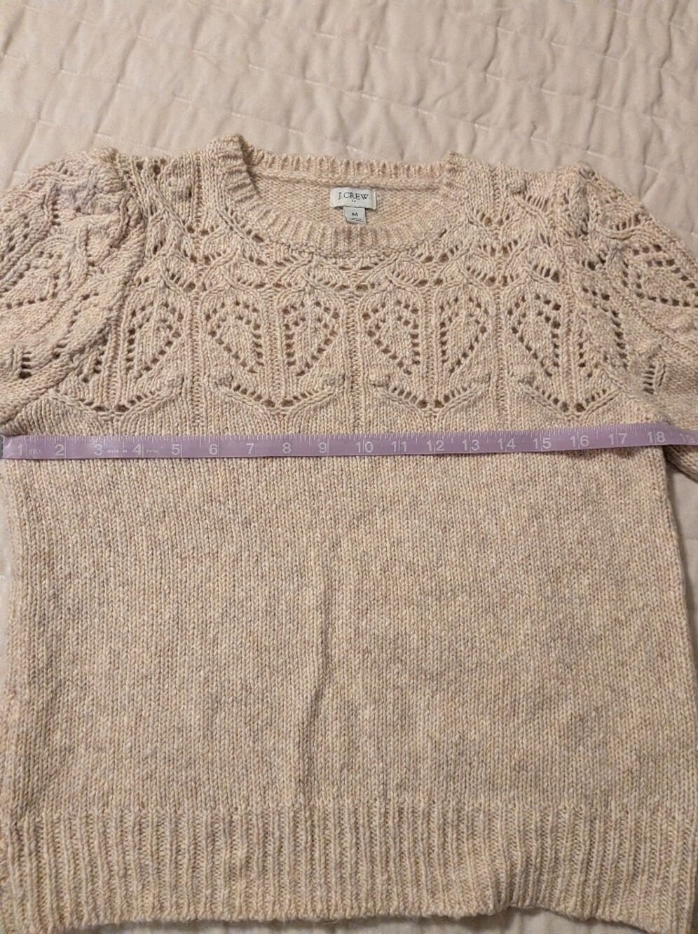 J. Crew Cream Knit Sweater with Lace Shoulder Detail - Picture 7 of 7